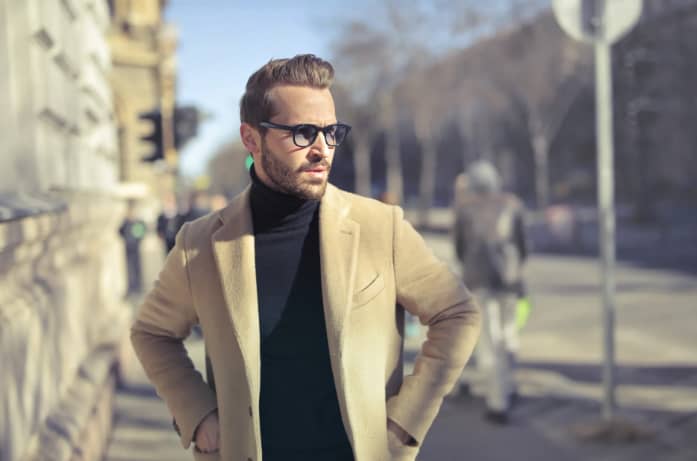 mock neck with suit
